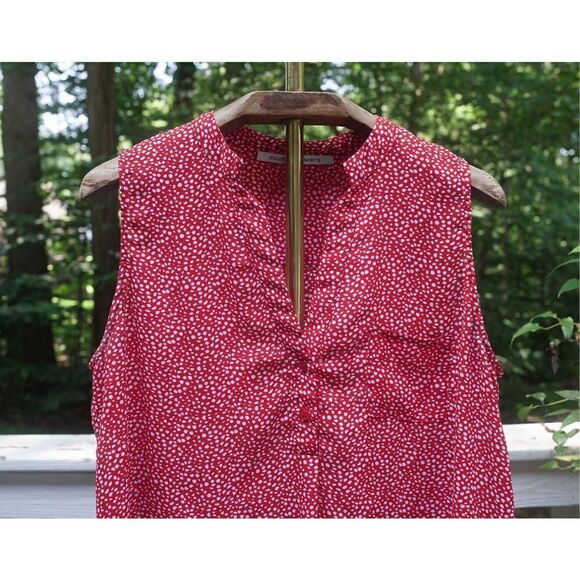 Collective Concepts Red White Polka Dot Sleeveless Blouse - Picture 2 of 7